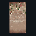 Merry   Bright Brick String Light Brick God Jul Fraktsedel<br><div class="desc">Tema för industriell jul med vintage string ljus dekorerad med holly och evergreen över en tegelbakgrund med snö. Anpassa texten.</div>