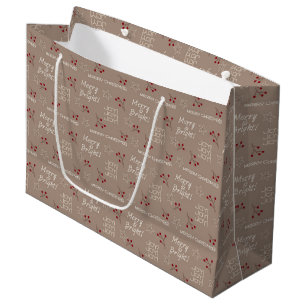 Merry & Bright Brown Gift Bag - stor, blank