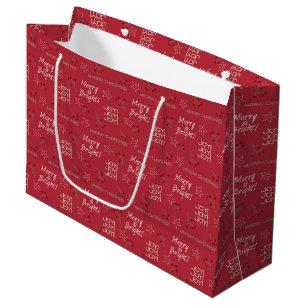 Merry & Bright Burgundy Gift Bag - stor, blank