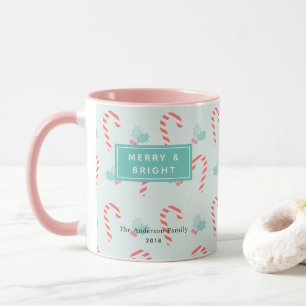 Merry & Bright Candy cane Mönster Photo Mugg