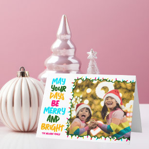Merry Bright Cheerful jul Ljus Kids Photo Helgkort