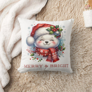 Merry & Bright Christmas Bear Cushion  Kudde