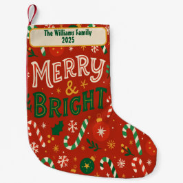 Merry & Bright Christmas Family Stocking Liten Julstrumpa