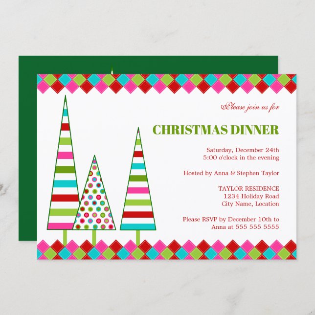 Merry & Bright Christmas Holiday Invitation Inbjudningar (Fram/baksida)