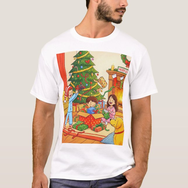 Merry & Bright – Christmas Morning Magic T Shirt (Framsida)