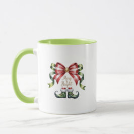 Merry & Bright Christmas Mug • Candy Cane Elf Shoe Mugg
