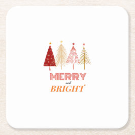 Merry & Bright Christmas Paper Coasters Underlägg Papper Kvadrat
