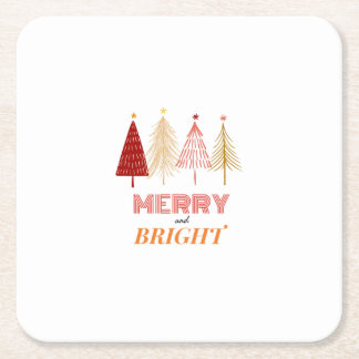 Merry & Bright Christmas Paper Coasters Underlägg Papper Kvadrat