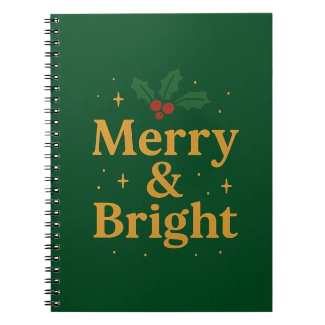 Merry & Bright Christmas Quote Anteckningsbok (Framsidan)