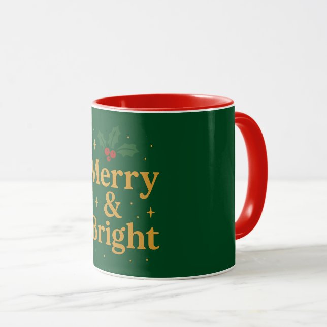 Merry & Bright Christmas Quote Mugg (Framsida höger)