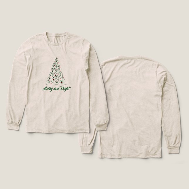 Merry & Bright Christmas Tree t-shirt (Design framsida och baksida)