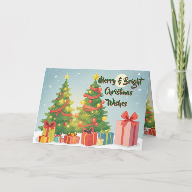 Merry & Bright Christmas Wishes Kort (Framsida)