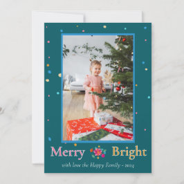 Merry Bright Colorful julfoto Julkort