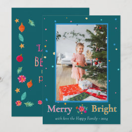 Merry Bright Colorful julfoto Julkort