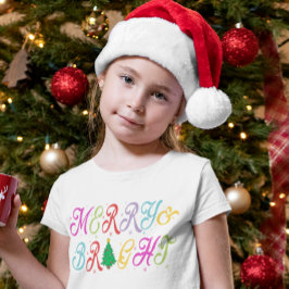Merry & Bright Colorful Julgran Kid Girls T Shirt