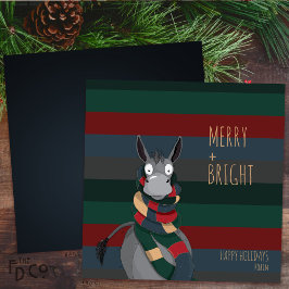 "Merry + Bright" Crazy Cute Donkey Julkort