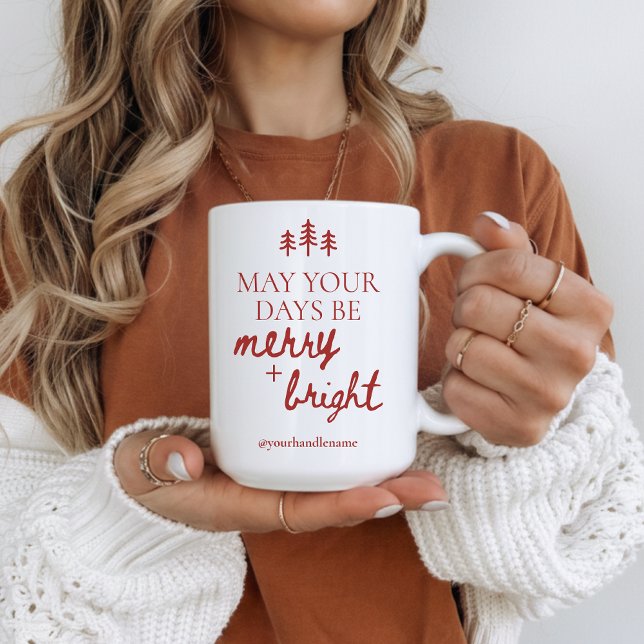 Merry & Bright Custom Christmas Mug for Her or Him Kaffemugg (personalized christmas mug, merry and bright mug, custom name holiday mug, family christmas mug,)