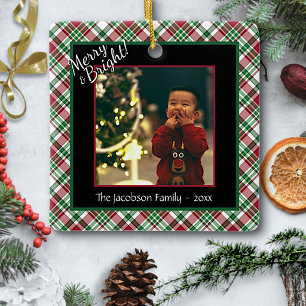 Merry & Bright Cute Tartan Play Photo jul Julgransprydnad Keramik