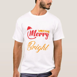 "Merry & Bright" Elegant Christmas Typography T Shirt