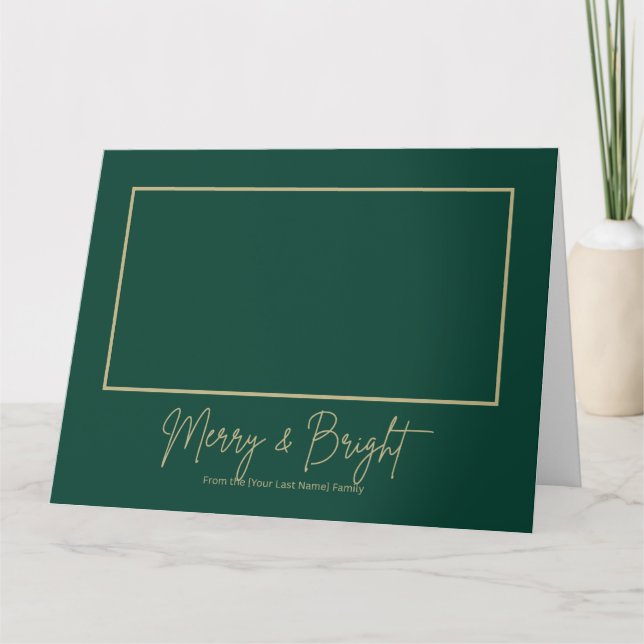 Merry & Bright Elegant Green GFolded Greeting Card Kort (Framsida)
