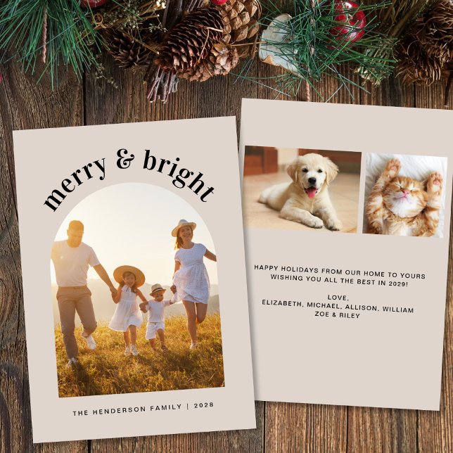Merry Bright Family Arch Photo jul Julkort (Share the love and warmth of the season with your personalized photo Christmas card)