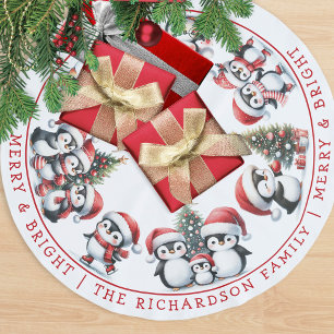 Merry Bright Family jul Penguins White Julgransmatta Borstad Polyester