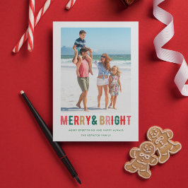 Merry Bright Family Photo Holly Julkort