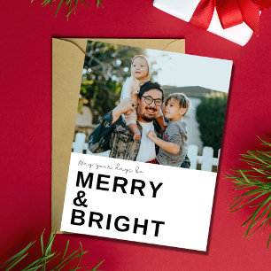 Merry Bright Family Photo jul-Helgdag Vykort