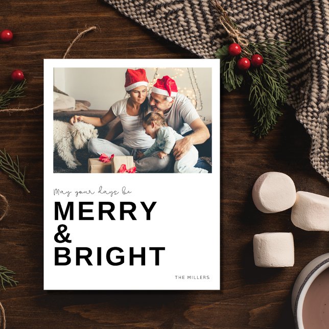 Merry Bright Family Photo jul-Helgdag Vykort (Merry Bright Family Photo Christmas Holiday Postcard)