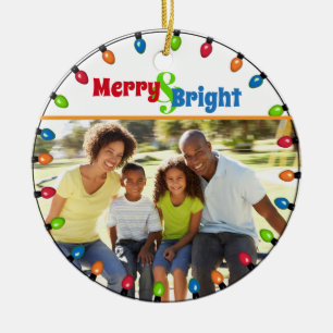 Merry & Bright Family Photo jul Ljus Julgransprydnad Keramik