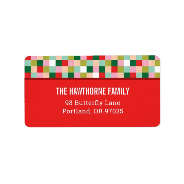 Merry & Bright Färg Blocks Adressetikett (Framsidan)