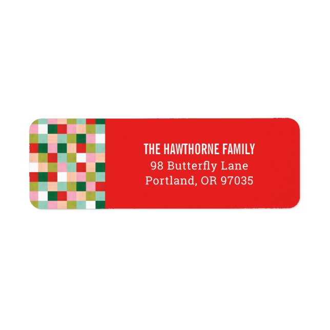 Merry & Bright Färg Blocks Returadress Etikett (Framsidan)
