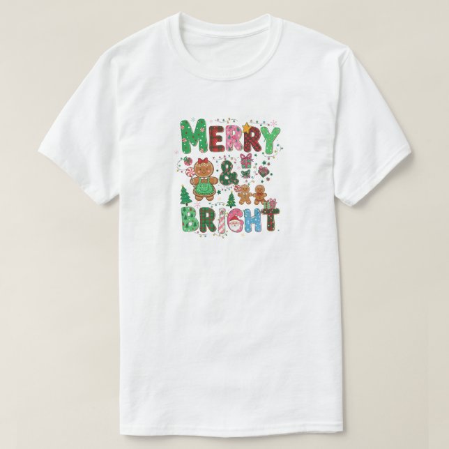 Merry & Bright, Festive Christmas Holiday Design T Shirt (Design framsida)