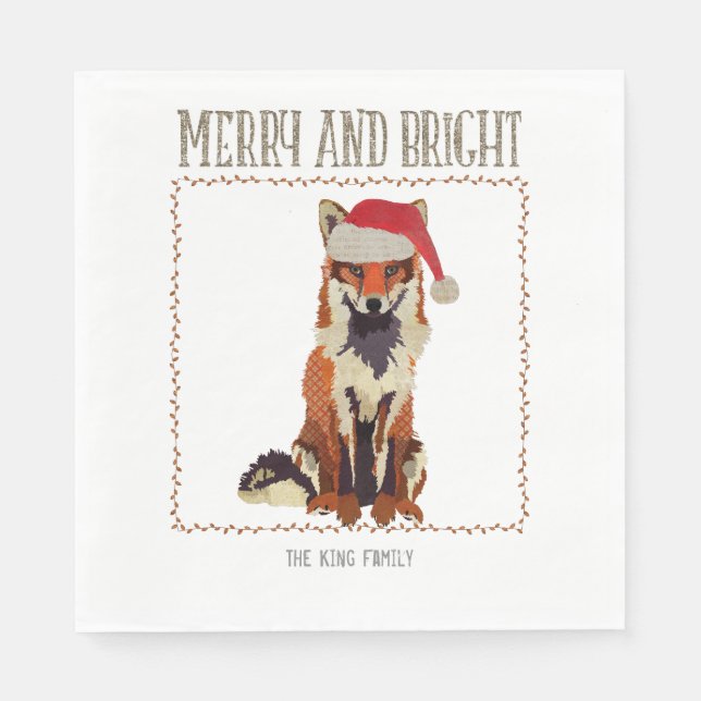 Merry & Bright Fox Napkin Pappersservett (Framsidan)