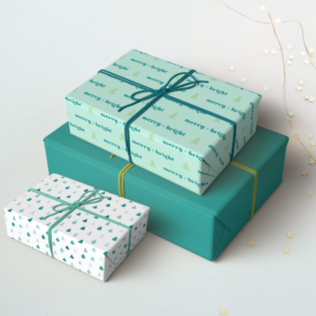 Merry + Bright Gift Wrap Presentpapper (Paired with a designs from the Modern Holiday Gift Wrap Set)