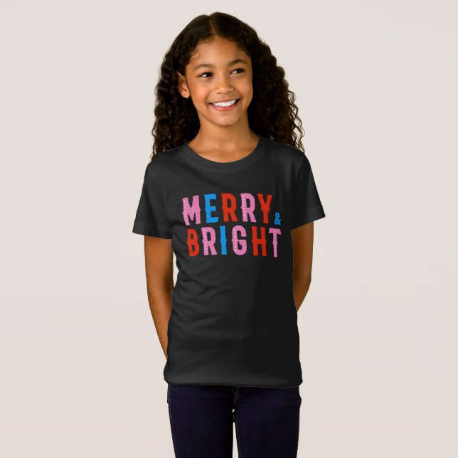 Merry & Bright, God jul T Shirt (Hel framsida)