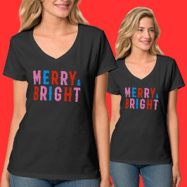 Merry & Bright, God jul T Shirt