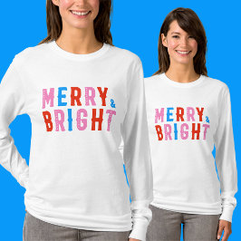 Merry & Bright, God jul T Shirt