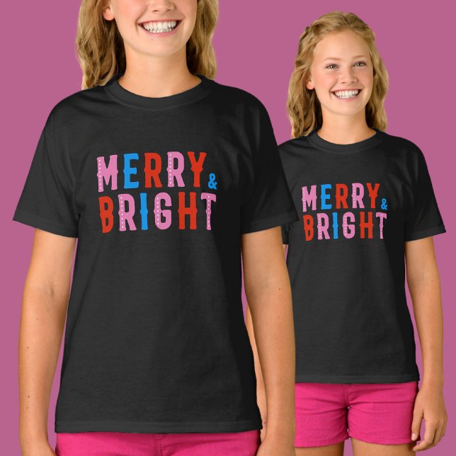 Merry & Bright, God jul T Shirt (Skapare uppladdad)