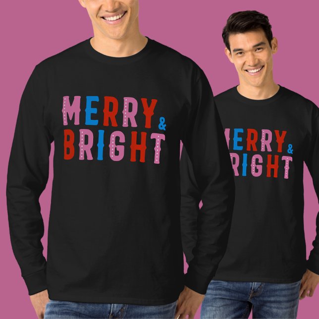 Merry & Bright, God jul T Shirt (Skapare uppladdad)
