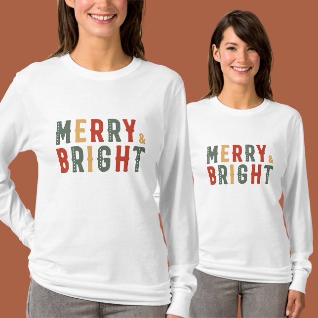 Merry & Bright, God jul T Shirt (Skapare uppladdad)