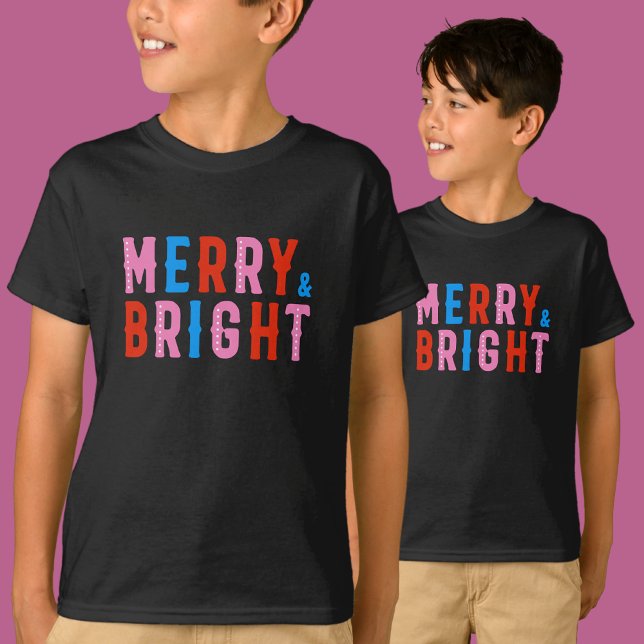 Merry & Bright, God jul T Shirt (Skapare uppladdad)