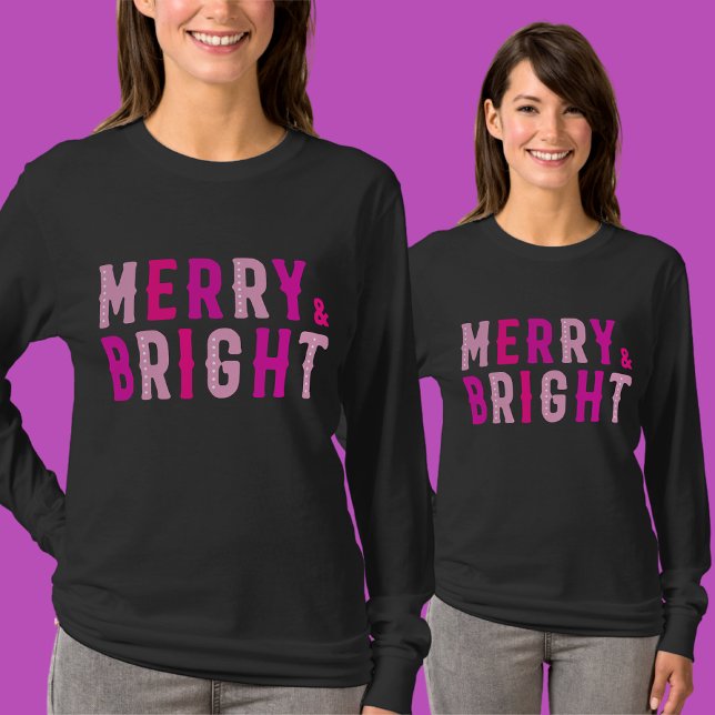Merry & Bright, God jul T Shirt (Skapare uppladdad)