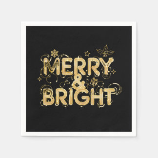 Merry & Bright – Golden Christmas Lights Pappersservett