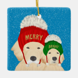 Merry Bright Golden Hundar jul Ornament 2022