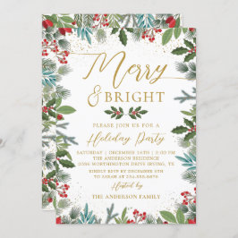 Merry & Bright Greenery Holly Berries Helgdag Inbjudningar