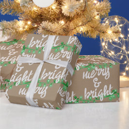 Merry & Bright Grönt Julgran Ljus Kraft W Presentpapper