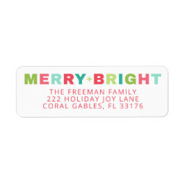 Merry + Bright Helgdag Address Label Returadress Etikett