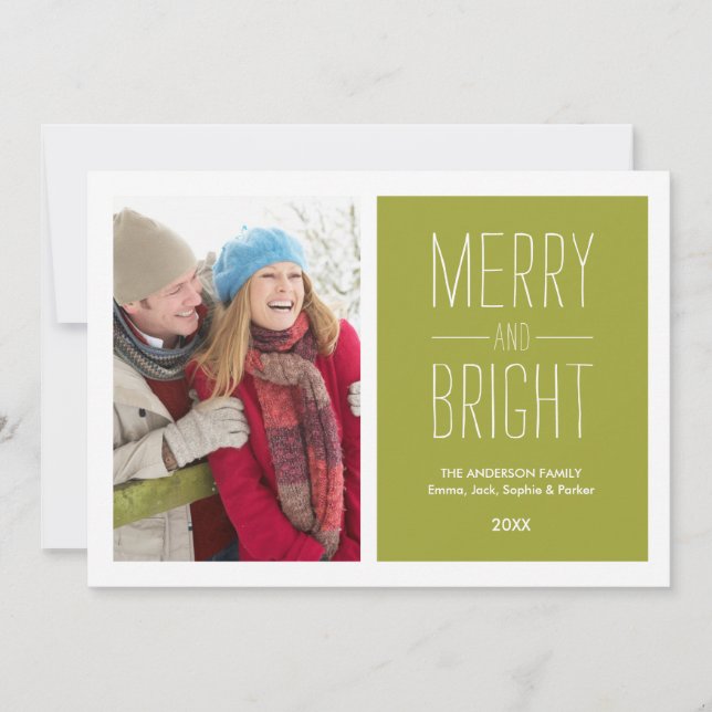 MERRY & BRIGHT  | HELGDAG-FOTOKORT JULKORT (Framsida)