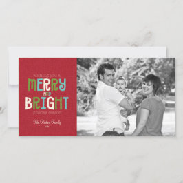 Merry & Bright Helgdag Photo Hälsning Julkort